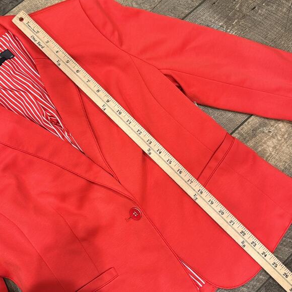 NWT The Limited Coral Red On Button Notch Collar Blazer Size L - Picture 3 of 9